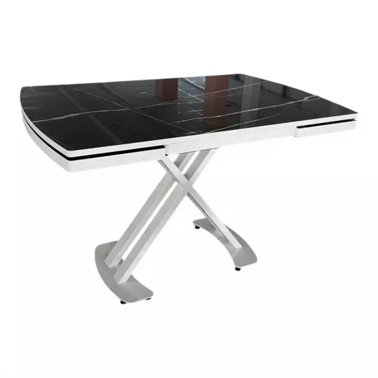 Masă pentru bucătărie Magnus Belgrad, Royal Marble High Gloss/White legs