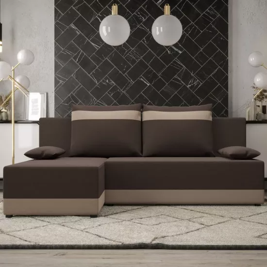 Canapea de colț Space Meble Toledo Corner, Rainbow 41/Rainbow 05 (Dark Brown/Light Brown)