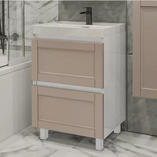 Dulap cu lavoar PS ВКК-70(2), 70 cm, Cappuccino mat