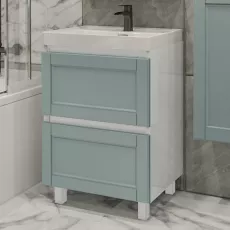 Dulap cu lavoar PS ВККТБ-90(2), 90 cm, Verde deschis mat