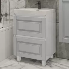 Dulap cu lavoar PS ВКДТБ-90(2), 90 cm, Gri deschis mat