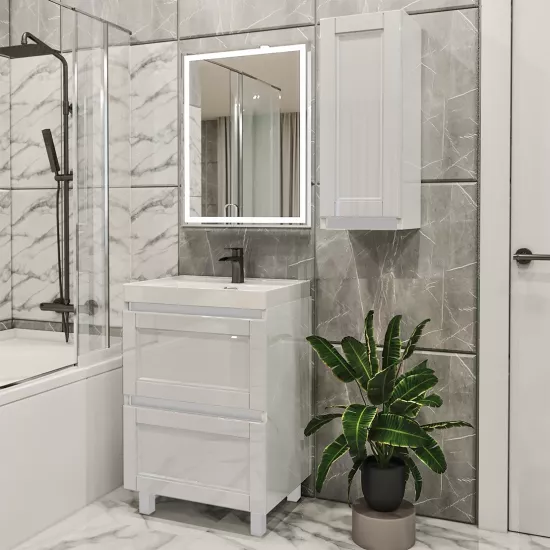 Комплект мебели для ванной PS Lotos 60-20 (кр./ДСП), Белый глянец