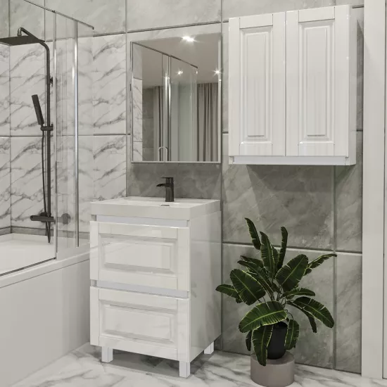 Set de mobila de baie PS Lotos 60-60 (vops./PAL), White gloss