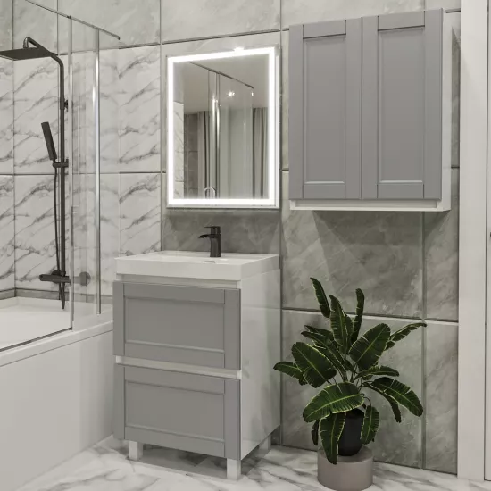 Комплект мебели для ванной PS Lotos 60-60 (кр./ДСП), Серый-матовый