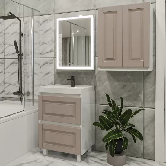 Set de mobila de baie PS Lotos 60-60 (vops./PAL), Cappuccino mat