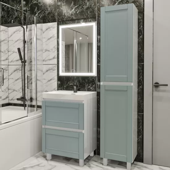 Комплект мебели для ванной PS Lilia 60-193 (кр./ДСП), Светло зеленый-матовый