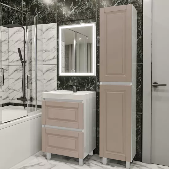 Комплект мебели для ванной PS Lilia 60-193 (кр./ДСП), Капучино-матовый