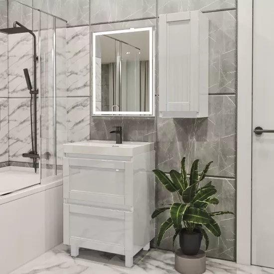 Set de mobila de baie PS Lotos 70-30 (vops./PAL), White gloss