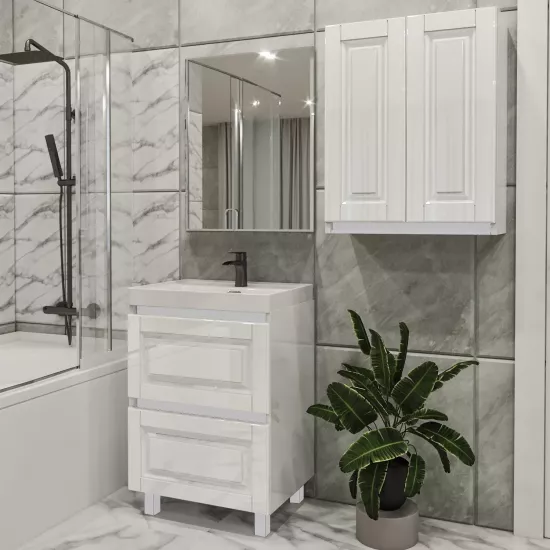 Комплект мебели для ванной PS Lotos 70-60 (кр./ДСП), Белый глянец