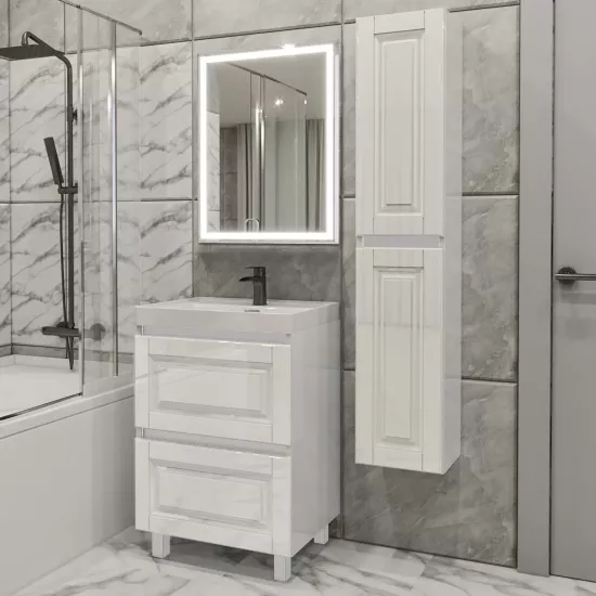 Комплект мебели для ванной PS Lilia 70-147 (кр./ДСП), Белый глянец