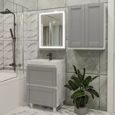 Set de mobila de baie PS Lotos 80-60 (vops./PAL), Gri mat