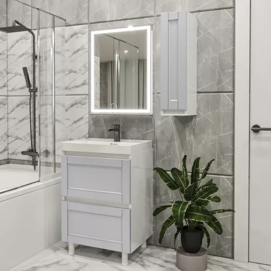 Комплект мебели для ванной PS Lotos 60-30 (кр./кр.), Светло серый-матовый