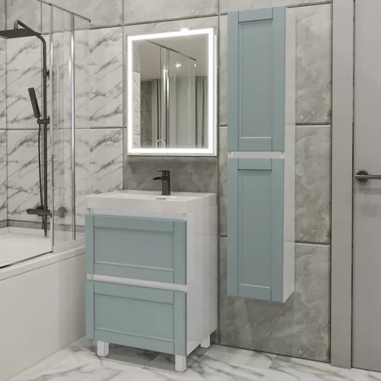 Комплект мебели для ванной PS Lilia 60-147 (кр./кр.), Светло зеленый-матовый