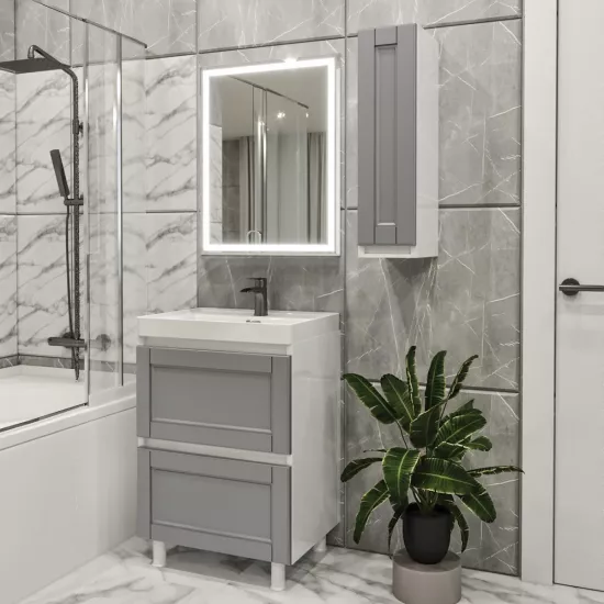 Set de mobila de baie PS Lotos 70-20 (vops./vops.), Gri mat