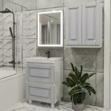 Set de mobila de baie PS Lotos 70-60 (vops./vops.), Gri deschis mat