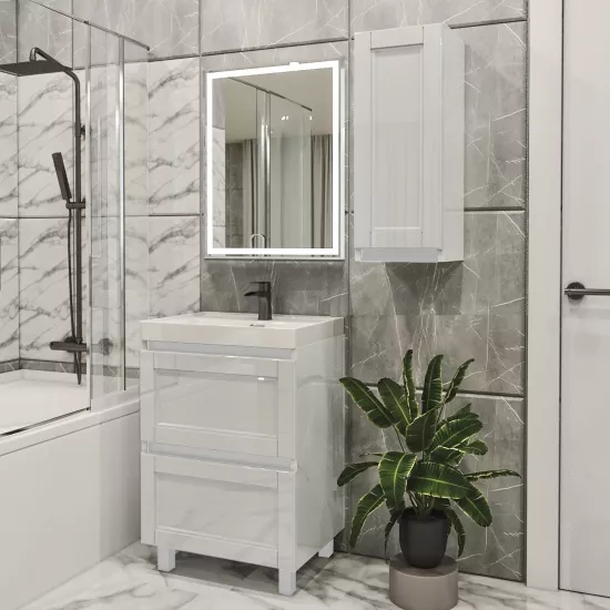 Set de mobila de baie PS Lotos 80-30 (vops./vops.), White gloss