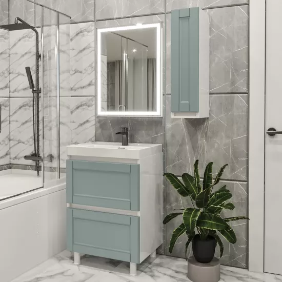 Set de mobila de baie PS Lotos 80-30 (vops./vops.), Verde deschis mat