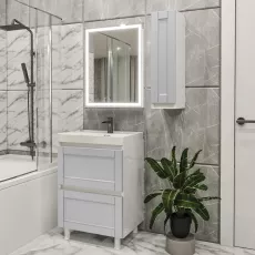 Set de mobila de baie PS Lotos 80-30 (vops./vops.), Gri deschis mat