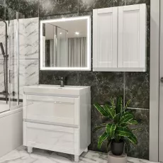 Set de mobila de baie PS Lotos 80-60 (vops./vops.), White gloss