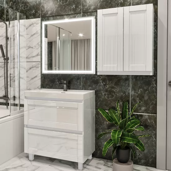 Set de mobila de baie PS Lotos 80-60 (vops./vops.), White gloss