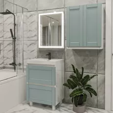 Set de mobila de baie PS Lotos 80-60 (vops./vops.), Verde deschis mat