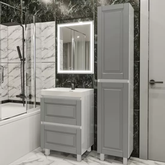 Set de mobila de baie PS Lilia 80-193 (vops./vops.), Gri mat