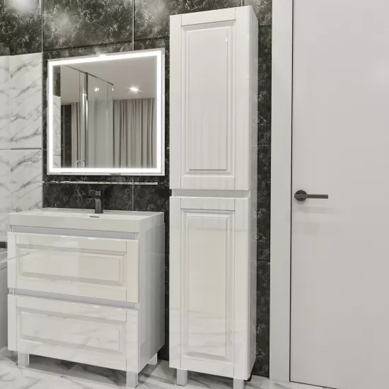 Dulap înalt pentru baie PS ПВКД-193/40 (40 cm), White gloss
