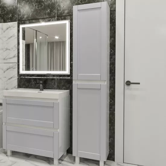 Dulap înalt pentru baie PS ПВКД-193/40 (40 cm), Gri deschis mat