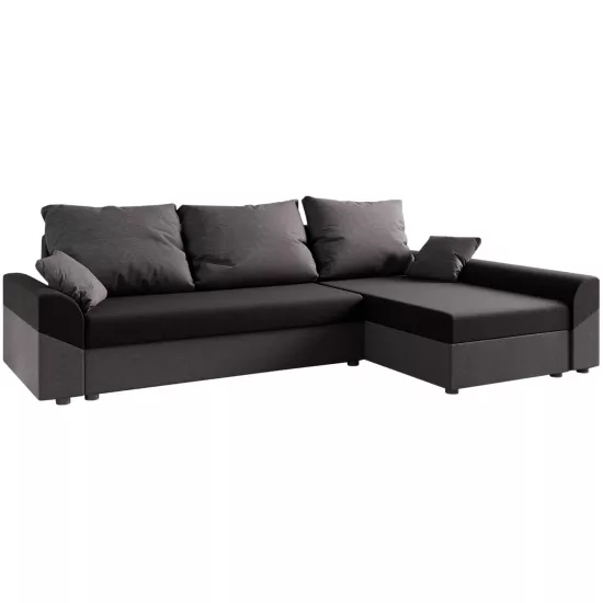 Canapea de colț Space Meble Denver L, Sawana 14/Sawana 05 (Black/Gray Dark)