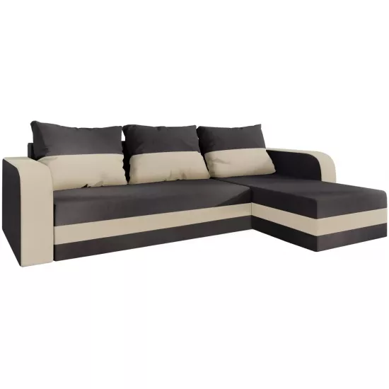 Диван угловой Space Meble Hewlet Bis, Sawana 05/Sawana 01 (Dark Gray/Ecru)