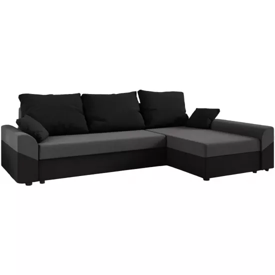 Canapea de colț Space Meble Denver L, Mikrofaza 27/Mikrofaza 15 (Gray/Black)