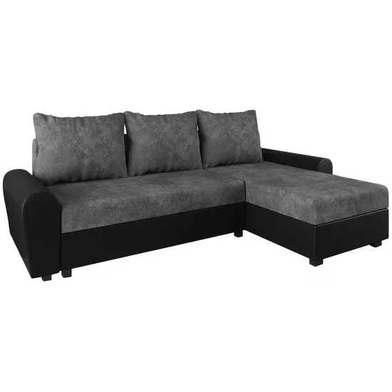 Canapea de colț Space Meble Dakar L, Mikrofaza 1024/D8 (Gray/Black)