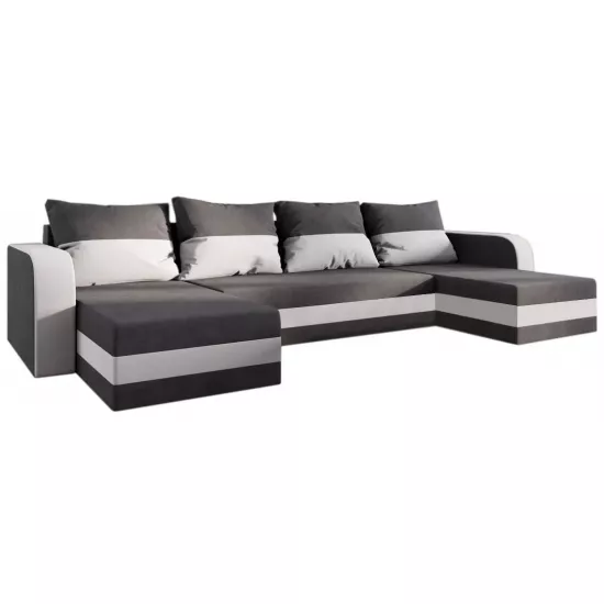 Canapea de colț Space Meble Hewlet U Bis, Mikrofaza 27/Mikrofaza 31 (Gray/White)