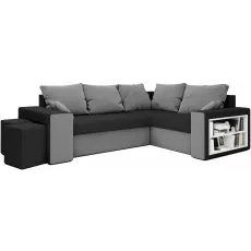 Диван угловой Space Meble Dallas Right, Mikrofaza 15/Mikrofaza 27 (Black/Gray)