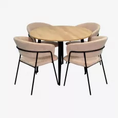 Set de mobilă Eva DT-402-2B + 4 YTC-097B UF885-03 (Light beige)