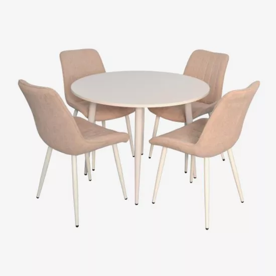 Set de mobilă Eva DT-402-5Wh + 4 YTC-055Wh UF885-03 (Light beige)