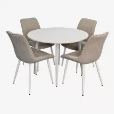 Set de mobilă Eva DT-402-5Wh + 4 YTC-055Wh UF885-13 (Light grey)