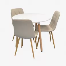 Set de mobilă Eva DT-404-1WO + 3 YTC-080Wo BJORN-24 (Light beige)