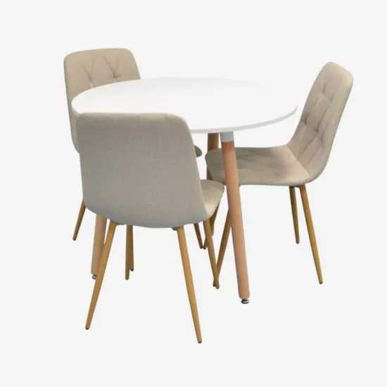 Set de mobilă Eva DT-404-1WO + 3 YTC-080Wo BJORN-24 (Light beige)