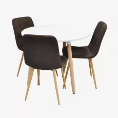 Set de mobilă Eva DT-404-1WO + 3 YTC-080Wo BJORN-45 (Dark brown)