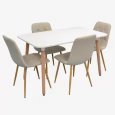 Set de mobilă Eva DT-405-1WO + 4 YTC-080Wo BJORN-24 (Light beige)