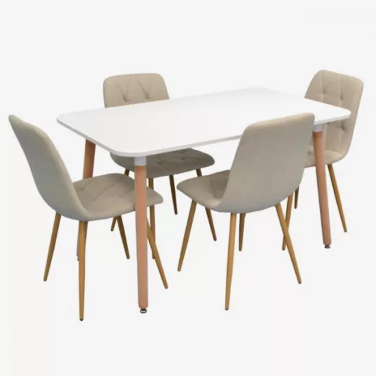 Set de mobilă Eva DT-405-1WO + 4 YTC-080Wo BJORN-24 (Light beige)