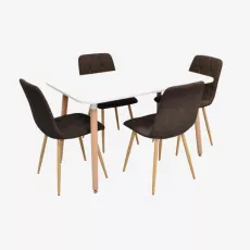 Set de mobilă Eva DT-405-1WO + 4 YTC-080Wo BJORN-45 (Dark brown)