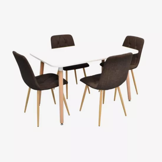 Set de mobilă Eva DT-405-1WO + 4 YTC-080Wo BJORN-45 (Dark brown)