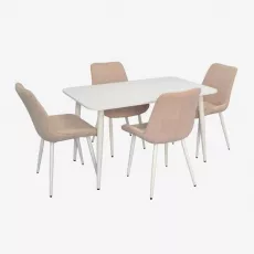 Set de mobilă Eva DT-405-4Wh + 4 YTC-055Wh UF885-03 (Light beige)