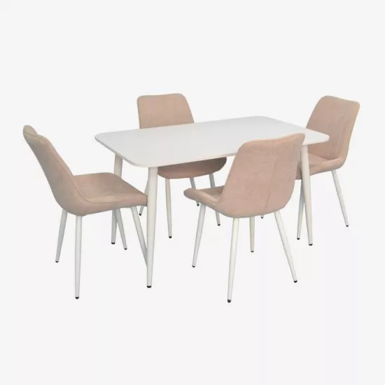 Set de mobilă Eva DT-405-4Wh + 4 YTC-055Wh UF885-03 (Light beige)