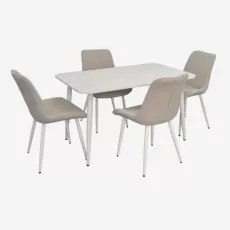 Set de mobilă Eva DT-405-4Wh + 4 YTC-055Wh UF885-13 (Light grey)