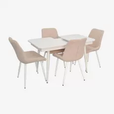 Set de mobilă Eva DT-431-1R Wh + 4 YTC-055Wh UF885-03 (Light beige)
