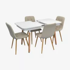 Set de mobilă Eva DT-431-1R Wo + 4 YTC-080Wo BJORN-24 (Light beige)