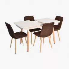 Set de mobilă Eva DT-432-1R Wo + 4 YTC-080Wo BJORN-45 (Dark brown)